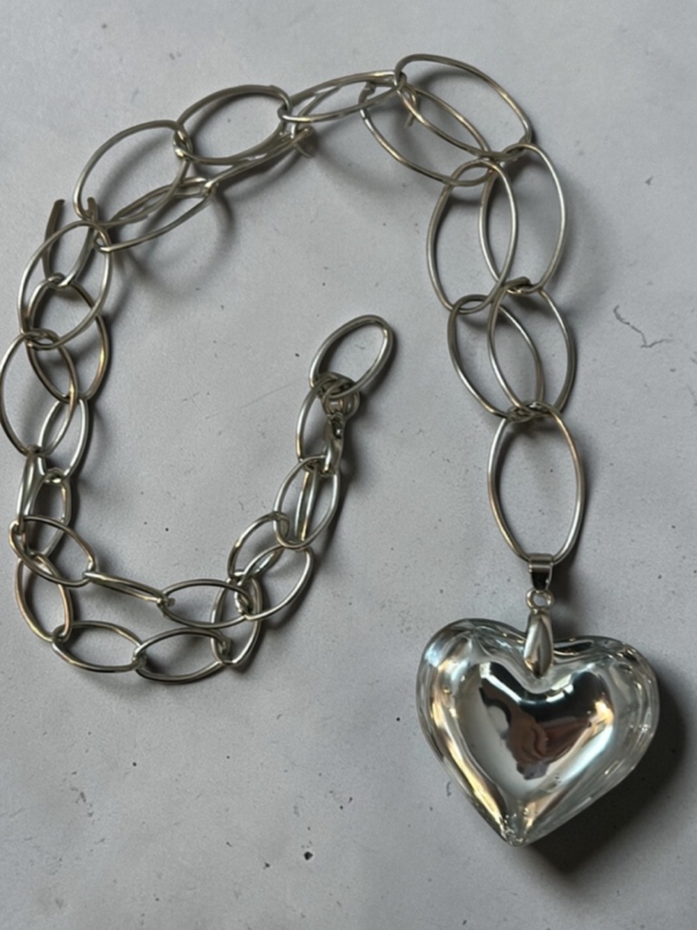 Vintage Glass Heart Statement Necklace